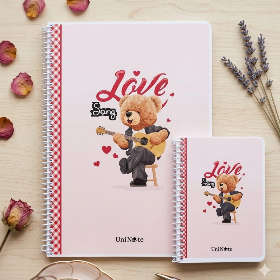 UniNote Bear Spiralli Kabartma Kapak A4 72 Yp.Çizgili Defter 07