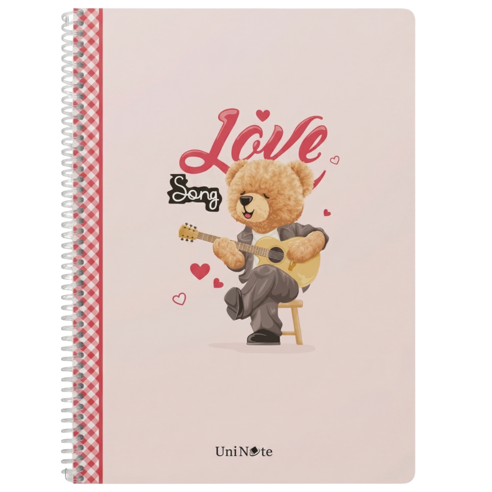 UniNote Bear Spiralli Kabartma Kapak A4 72 Yp.Çizgili Defter 07