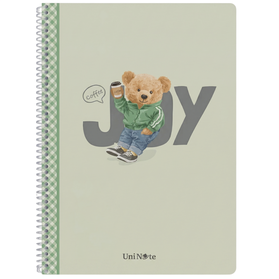 UniNote Bear Spiralli Kabartma Kapak A4 72 Yp.Çizgili Defter 08