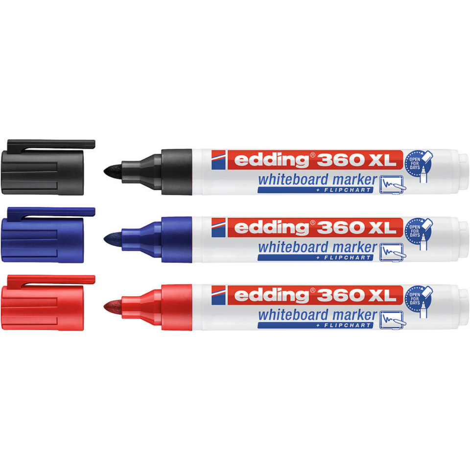 Edding Beyaz Tahta Kalemi 360 XL ( Siyah Kırmızı Mavi)