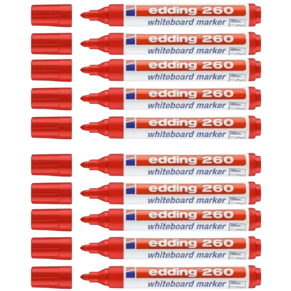 Edding Tahta Kalemi 260 Yuvarlak Uç 1,5-3 mm 10'lu Kırmızı