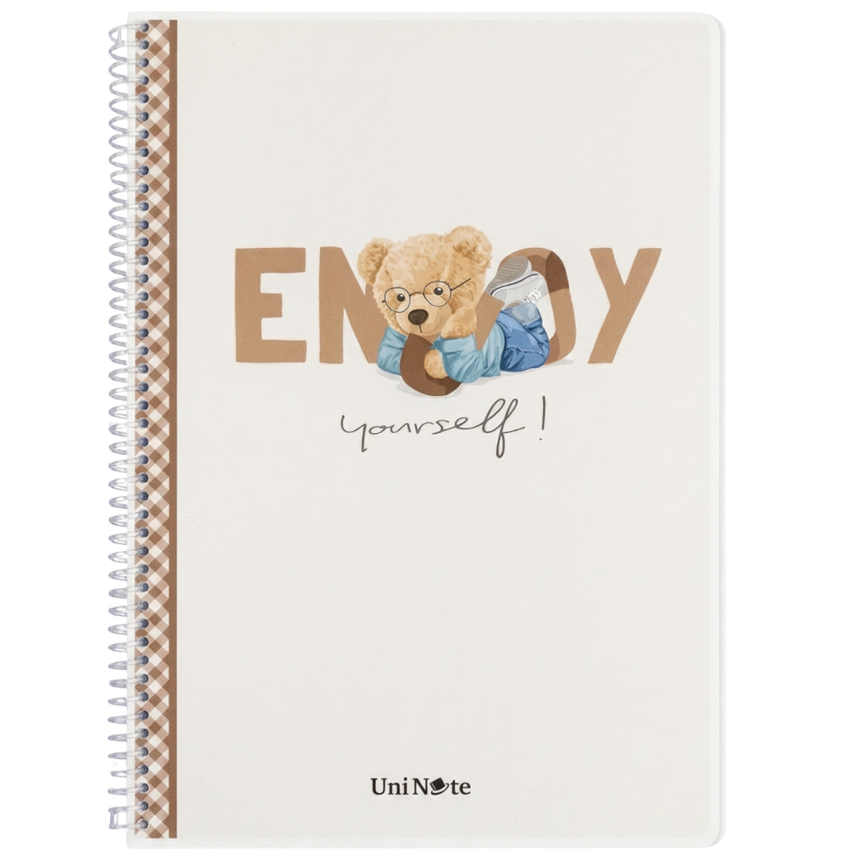UniNote Bear Spiralli Pp Kapak A4 72 Yp.Kareli Defter 05