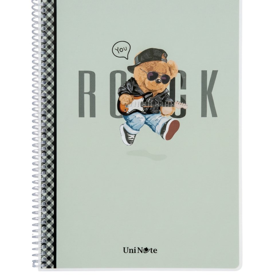 UniNote Bear Spiralli Pp Kapak A4 96 Yp.Kareli Defter 01