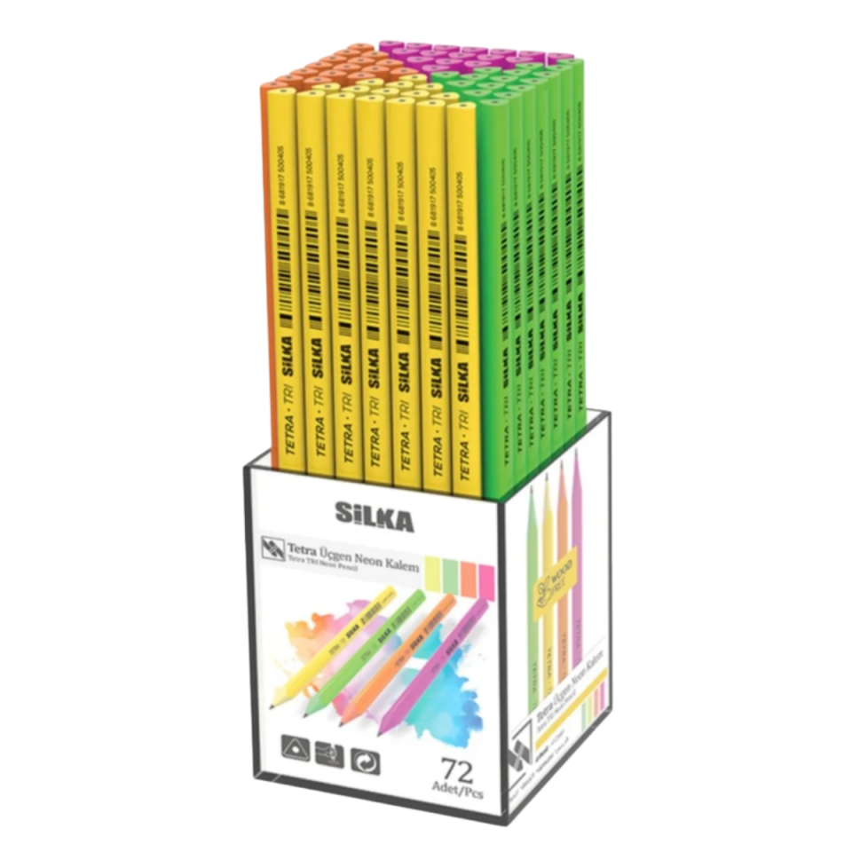 Art.K06  Silka Kaly Neon Üçgen Kurşun Kalem 12'li