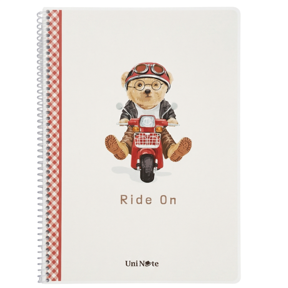 UniNote Bear Spiralli Pp Kapak A4 96 Yp.Kareli Defter 06