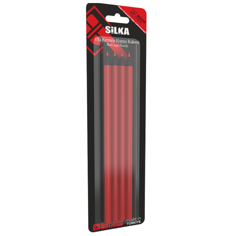 Silka 637 Rou Dark Kırmızı Kopya Kalemi Blister 4'lü Set