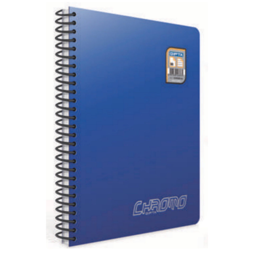 Gıpta 1348 Chromo Spiralli PP Kapak Defter A5 80 Yaprak Kareli Siyah