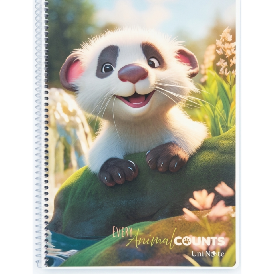 UniNote Animal Spiralli Pp Kapak A4 72 Yp.Çizgili Defter 01