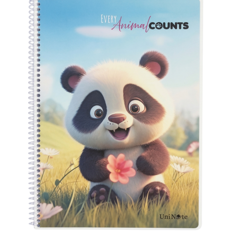 UniNote Animal Spiralli Pp Kapak A4 72 Yp.Çizgili Defter 07