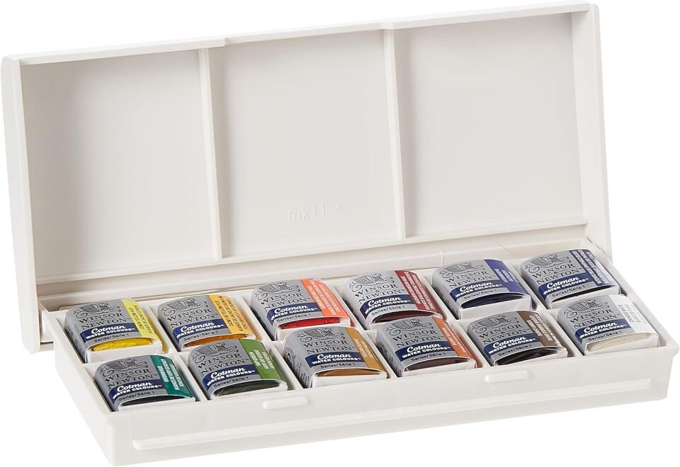 Winsor&Newton Cotman Sketchers Pocket Box 12 x Yarım Tablet Sulu Boya Seti