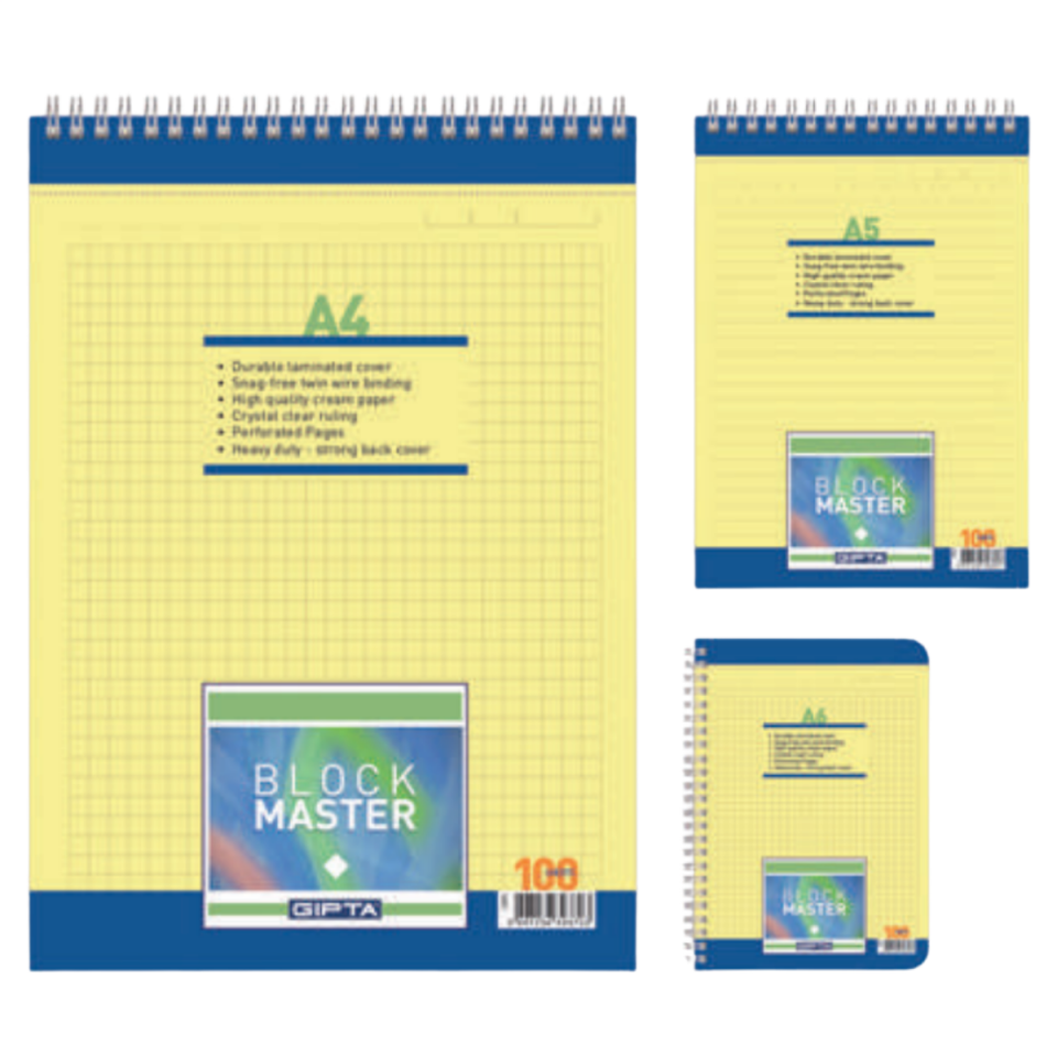 Gıpta 1385 Block Master Spiralli Bloknot A5 100 Yaprak Kareli