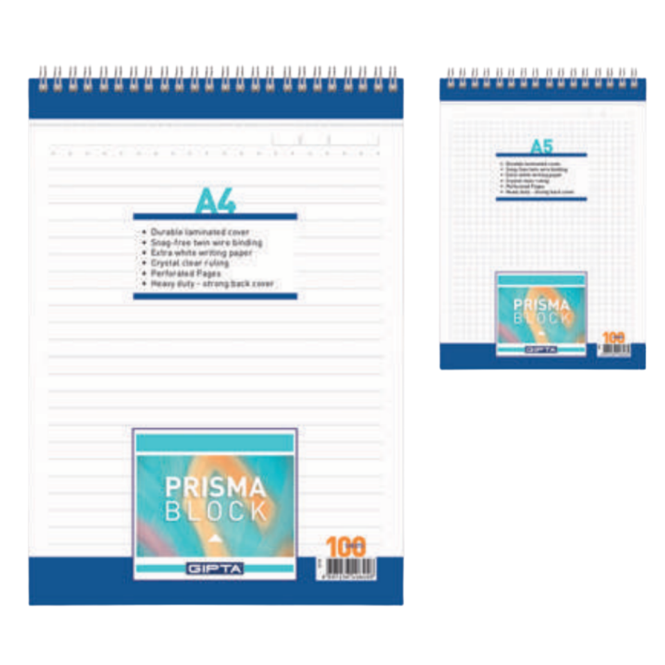 Gıpta 1380 Prisma Spiralli Karton Kapak Bloknot A5 100 Yaprak Kareli