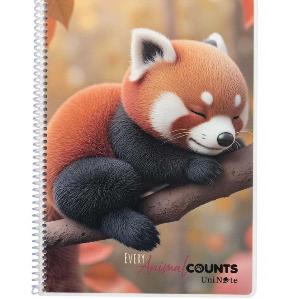 UniNote Animal Spiralli Pp Kapak A4 72 Yp.Kareli Defter 08