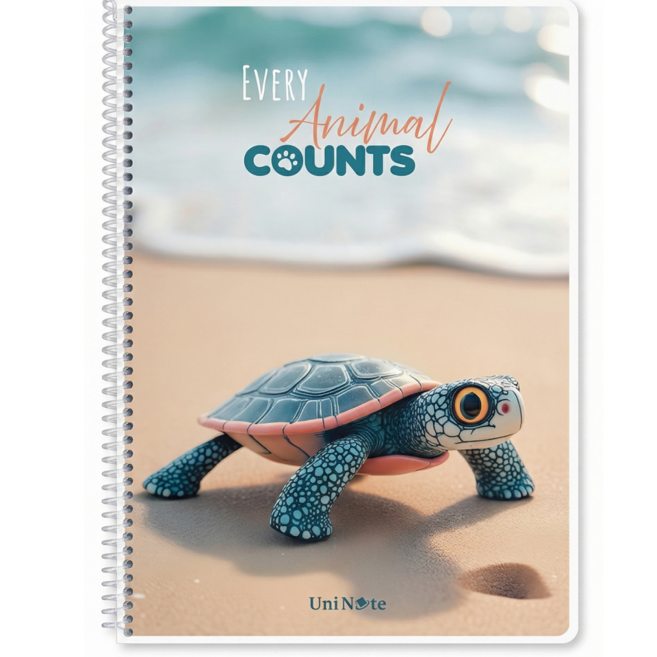 UniNote Animal Spiralli Pp Kapak A4 96 Yp.Kareli Defter 04