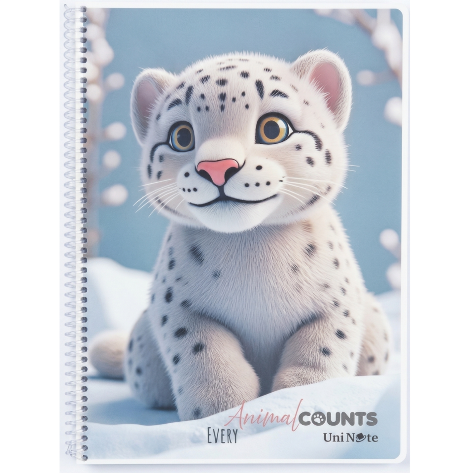 UniNote Animal Spiralli Pp Kapak A4 96 Yp.Kareli Defter 06