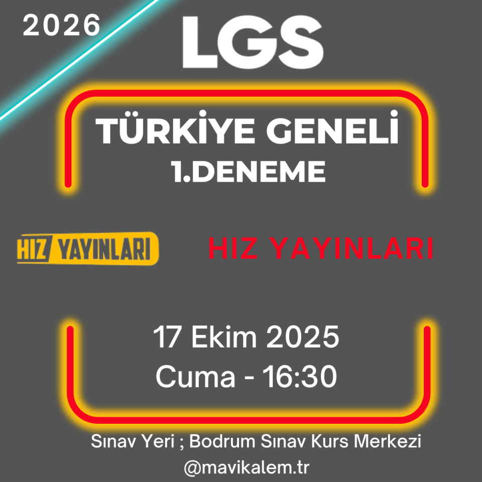 Hız Yayınları Türkiye Geneli 1.Deneme