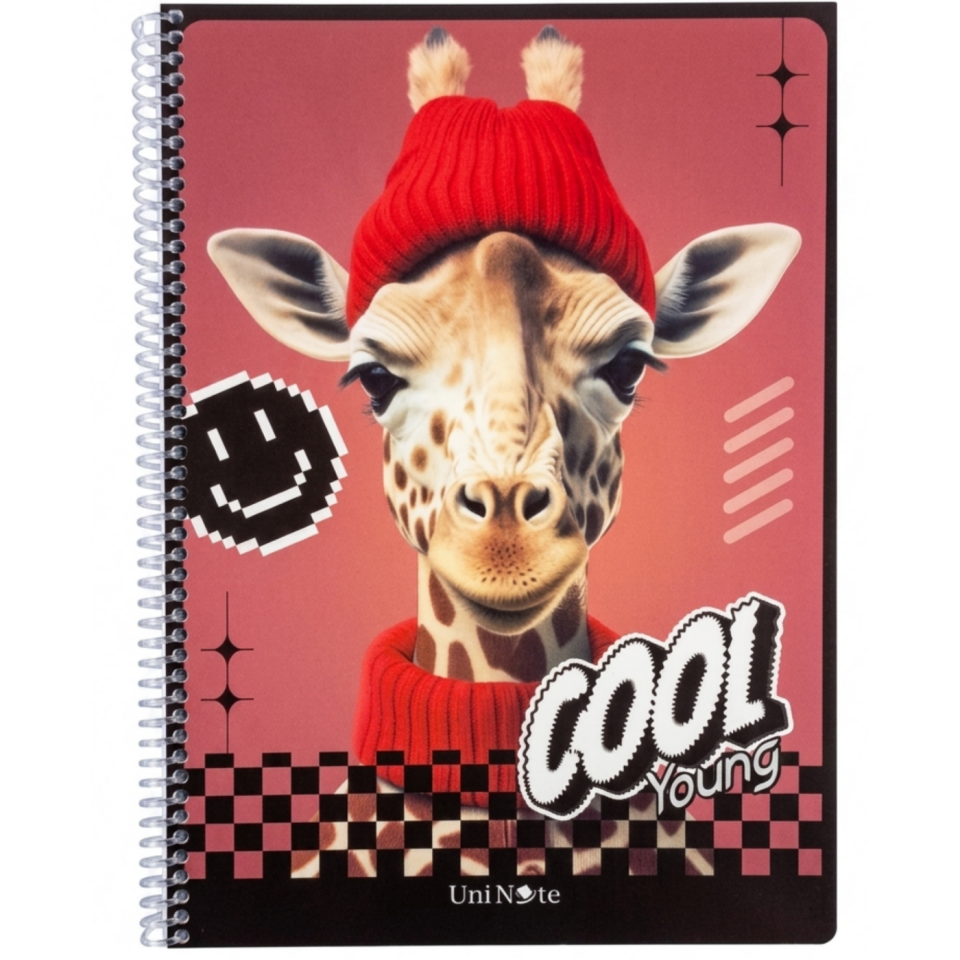 UniNote Cool Spiralli Pp Kapak A4 72 Yp.Kareli Defter 02