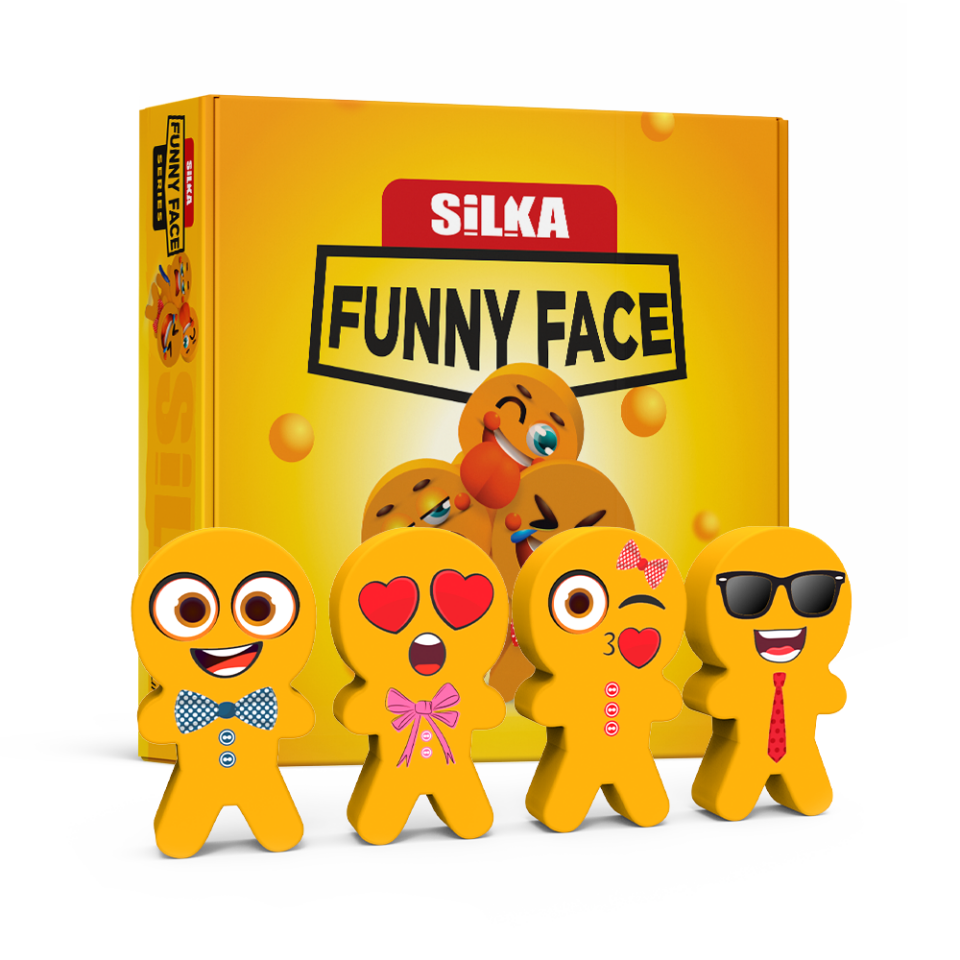 Silka 57 Funny Face Oyuncak Silgi 4'lü