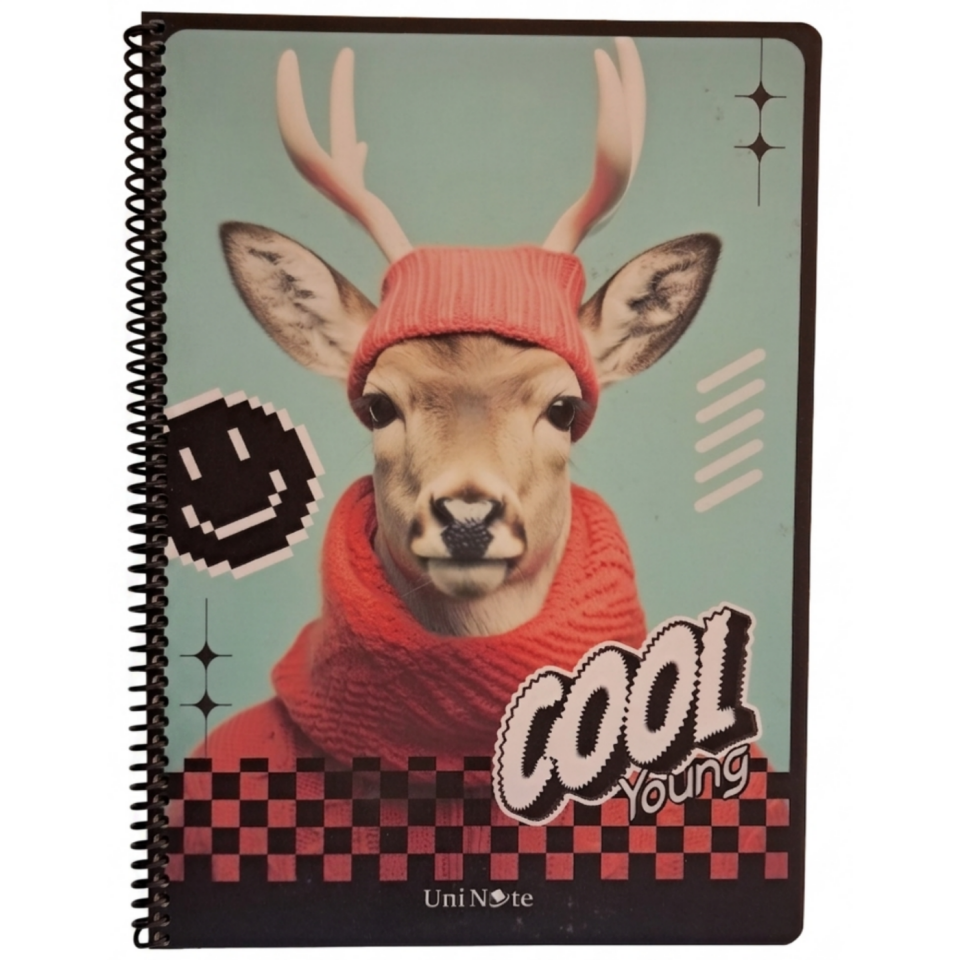UniNote Cool Spiralli Pp Kapak A4 96 Yp.Kareli Defter 05