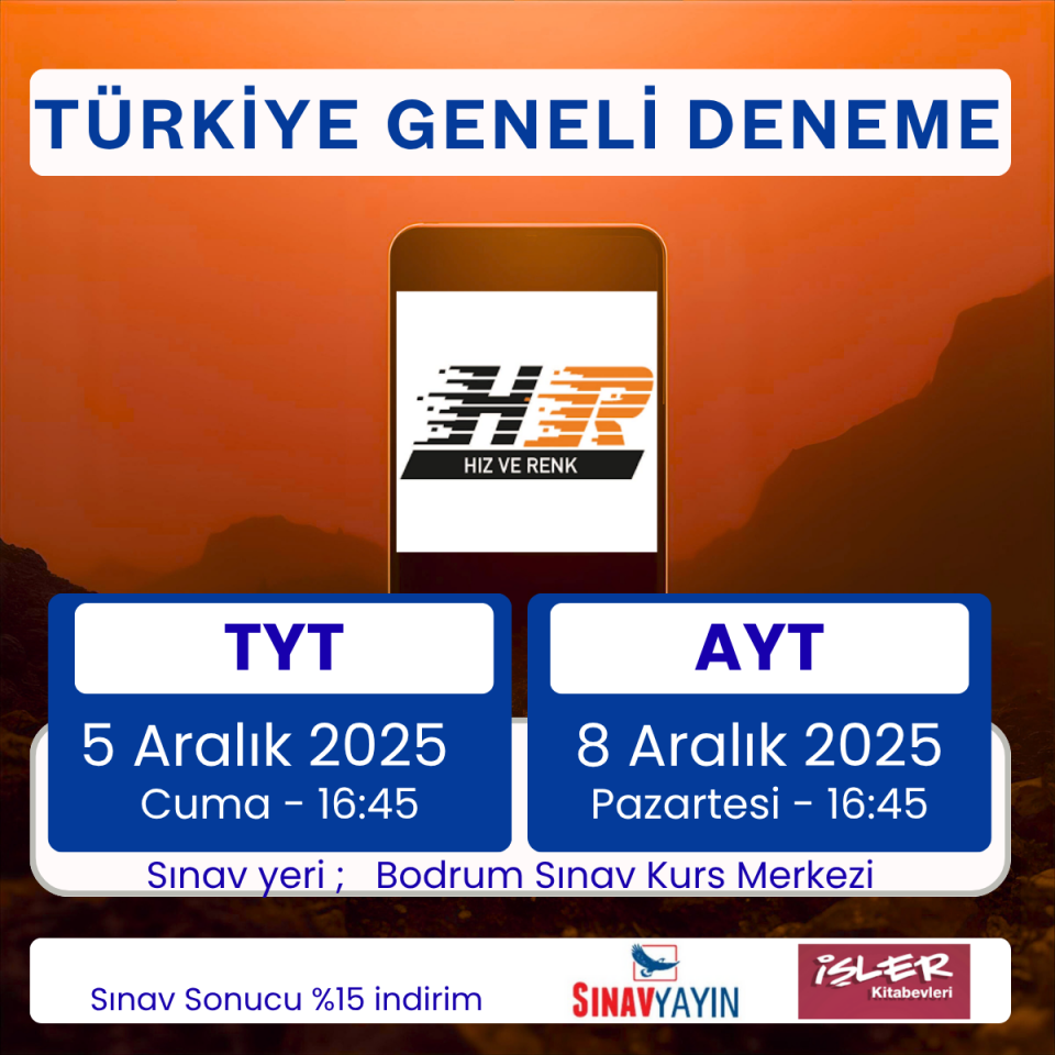 Hız ve Renk Yayınları  Deneme Sınavı TYT - AYT / 1