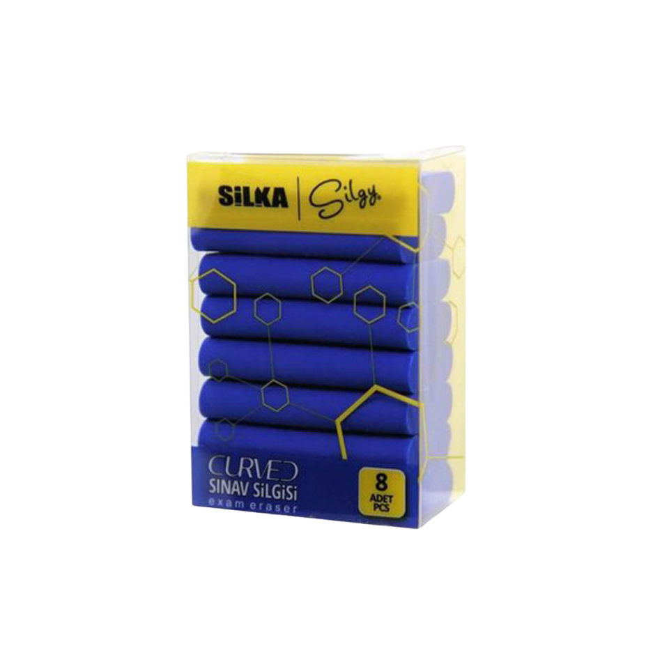 Silka 53 Curved Mavi Sınav Silgisi 8'li