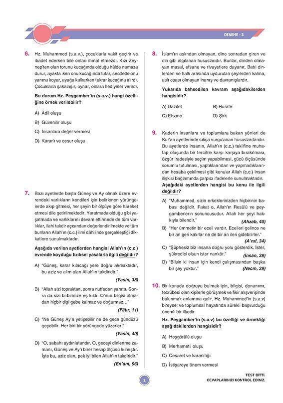 Sınav Yayınları 8. Sınıf LGS Din Kültürü ve Ahlak Bilgisi 24 Deneme