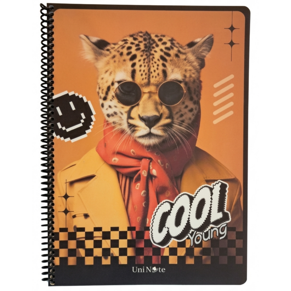 UniNote Cool Spiralli Pp Kapak A4 96 Yp.Çizgili Defter 01