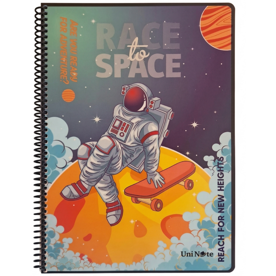 UniNote Space Spiralli Pp Kapak A4 72 Yp.Çizgili Defter 01