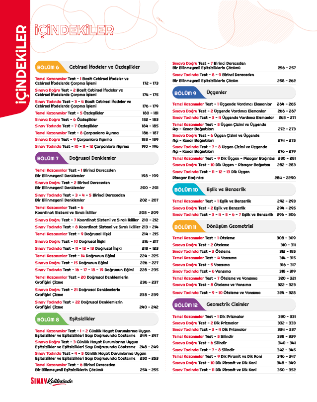 Sınav Yayınları Sınav Kalitesinde 8. Sınıf LGS Matematik Soru Bankası