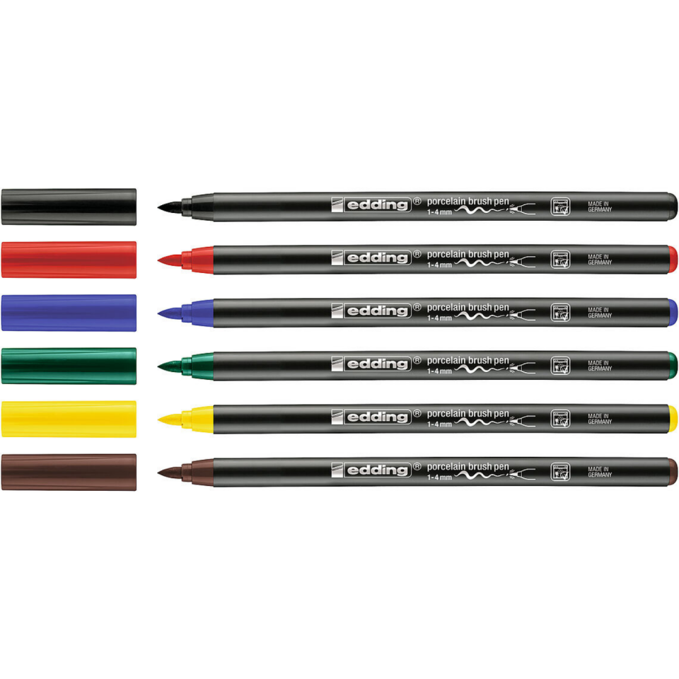 Edding Porselen Kalemi K6000 Karışık Ana Renkler 6'lı