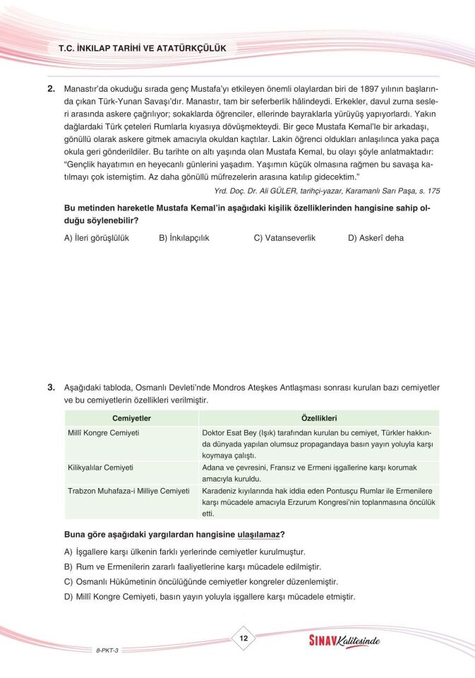 Sınav Yayınları Sınav Kalitesinde 8. Sınıf LGS 5 Deneme