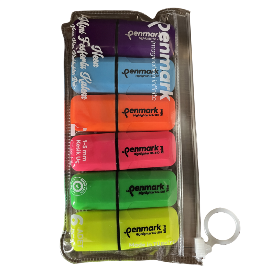 Penmark Mini Fosforlu Kalem Neon Renkler 6'lı