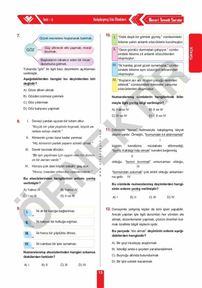 Sınav Yayınları Sınav Kalitesinde 8. Sınıf LGS Tüm Dersler Soru Bankası