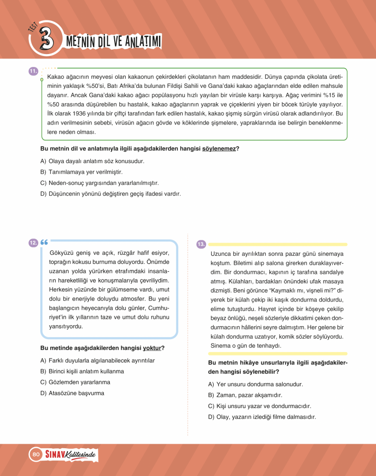 Sınav Yayınları Sınav Kalitesinde 6. Sınıf Paragraf Soru Bankası