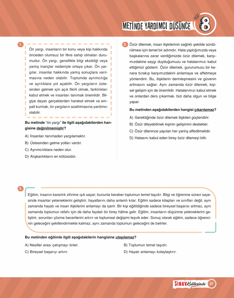 Sınav Yayınları Sınav Kalitesinde 6. Sınıf Paragraf Soru Bankası