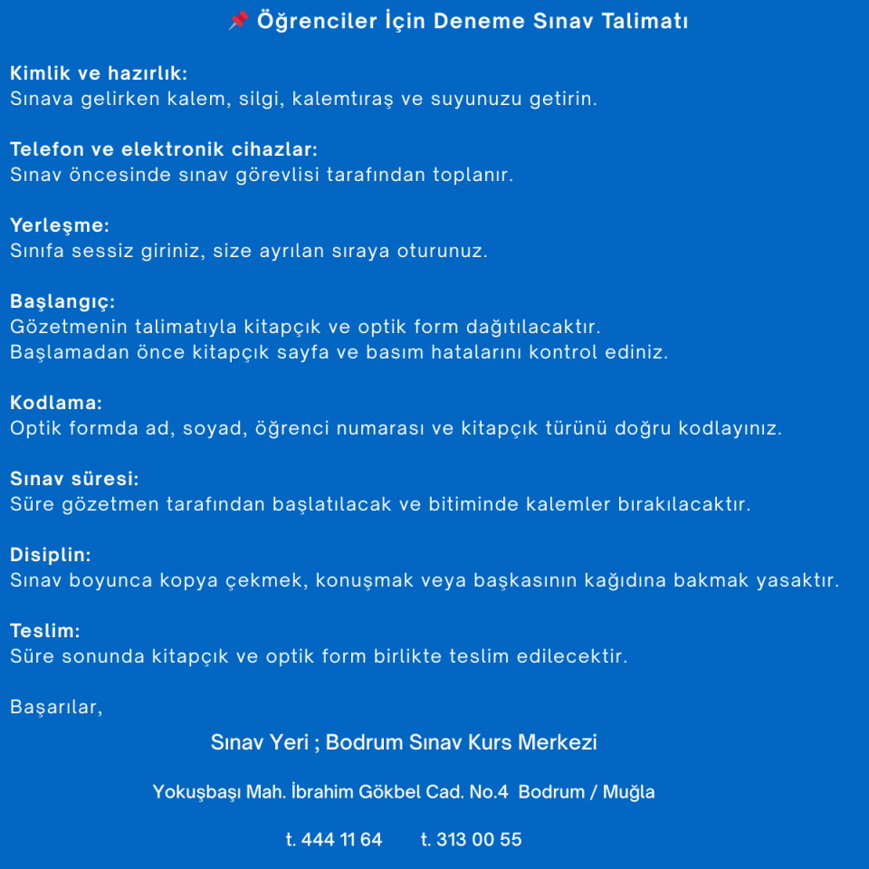 Töder Yayınları TYT Genel Deneme Sınavı