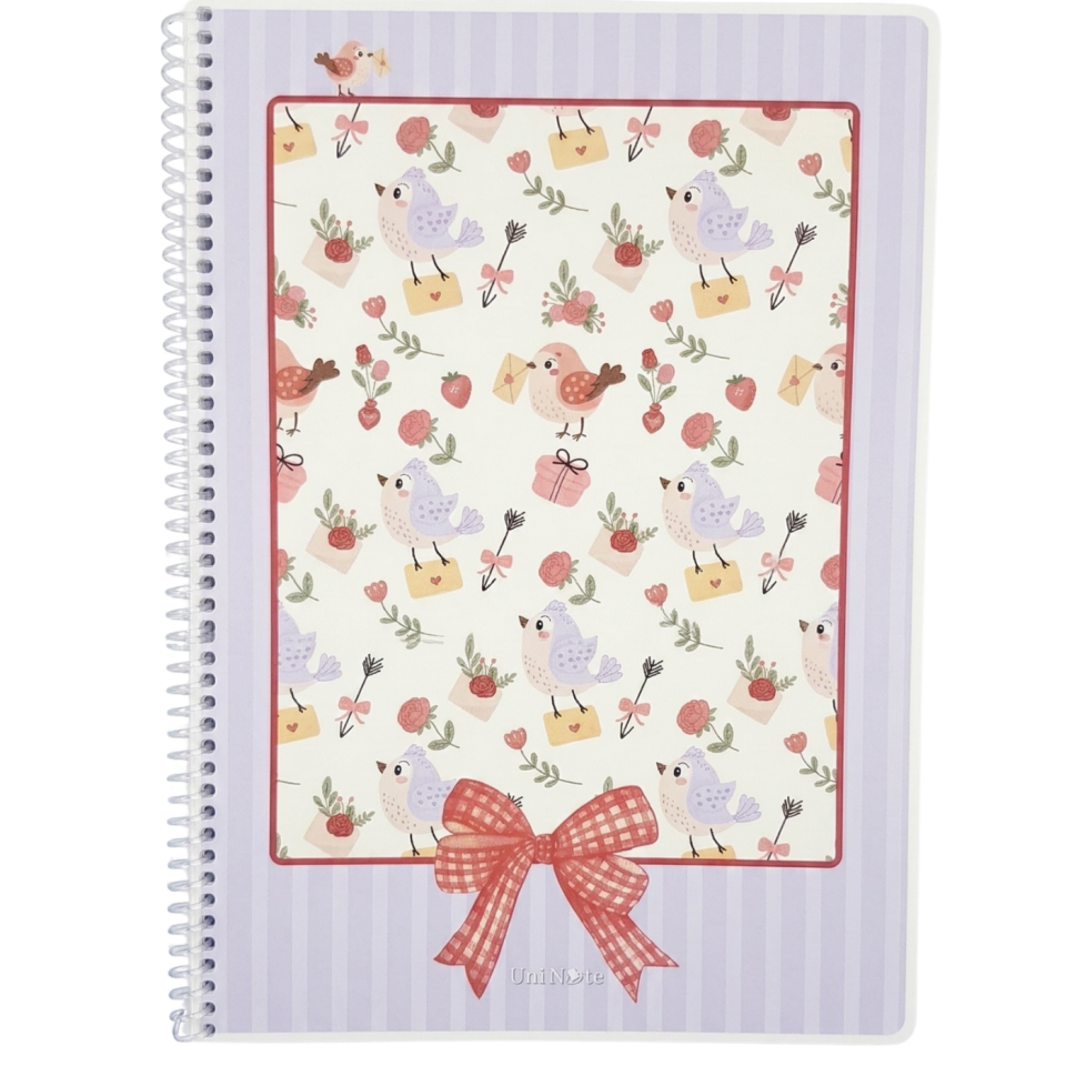 UniNote Kuşlar Spiralli Pp Kapak A4 72 Yp.Kareli Defter 05