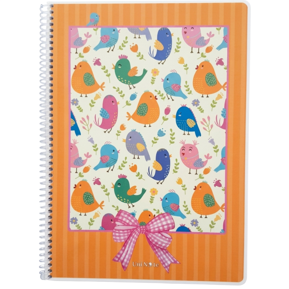 UniNote Kuşlar Spiralli Pp Kapak A4 72 Yp.Kareli Defter 08