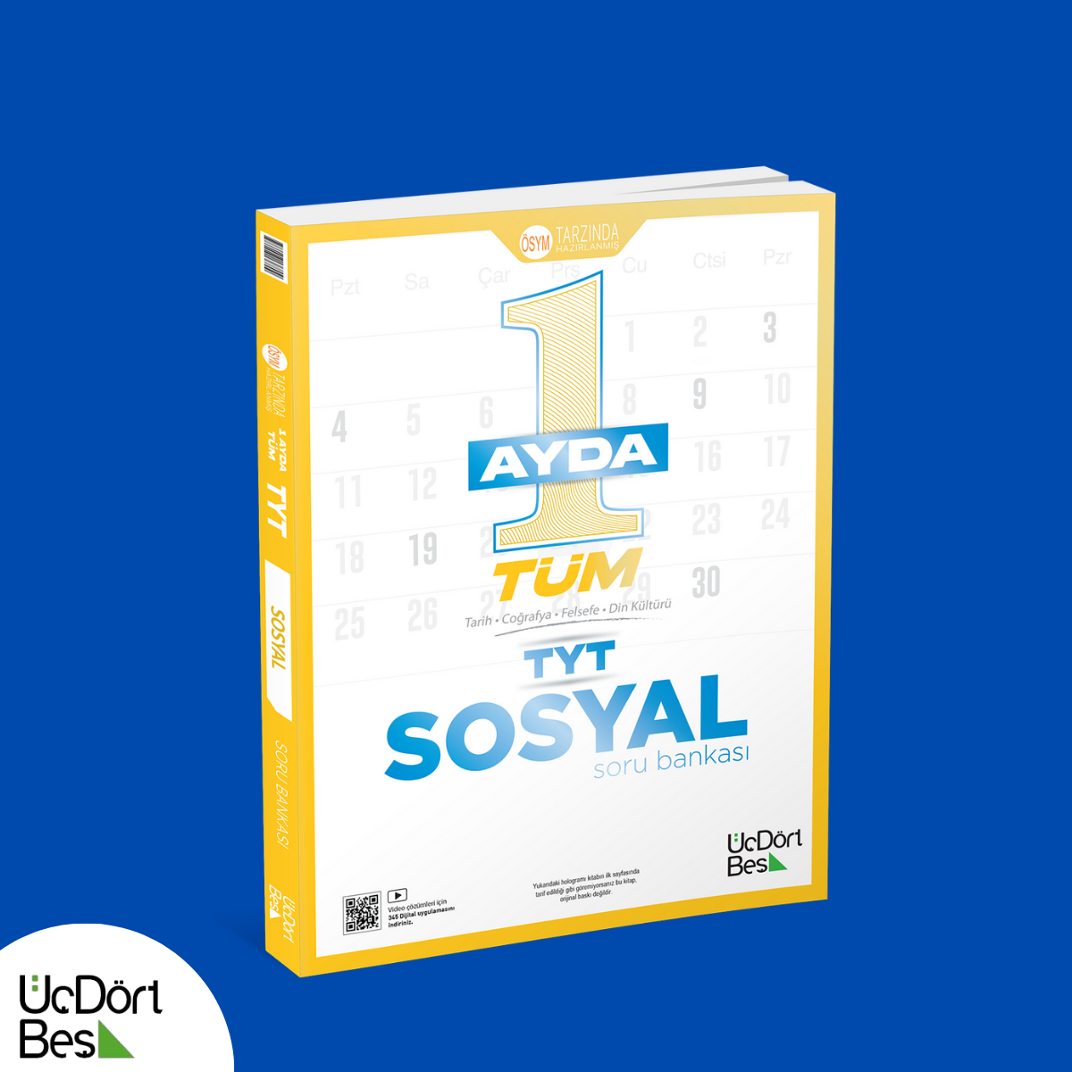 Üçdörtbeş 1 Ayda Tüm TYT Sosyal Soru Bankası - Güncel Baskı