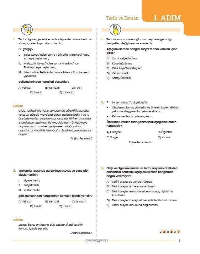 Sınav Yayınları TYT AYT Tarih 24 Adımda Konu Anlatımlı Soru Bankası