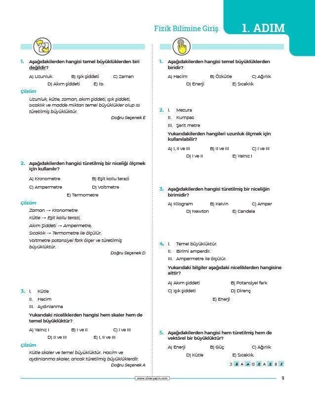 Sınav Yayınları TYT Fizik 24 Adımda Konu Anlatımlı Soru Bankası