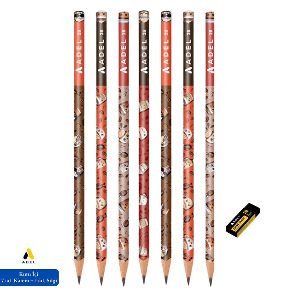 Adel Kahve Desenli Kurşun Kalem 2B