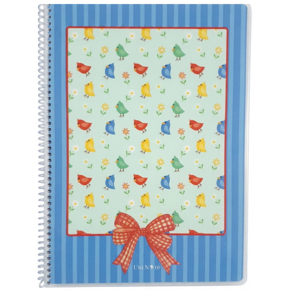 UniNote Kuşlar Spiralli Pp Kapak A4 96 Yp.Çizgili Defter 07