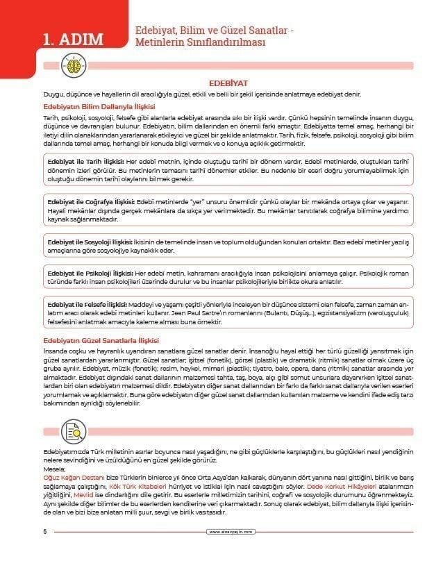 Sınav Yayınları AYT Edebiyat 24 Adımda Konu Anlatımlı Soru Bankası