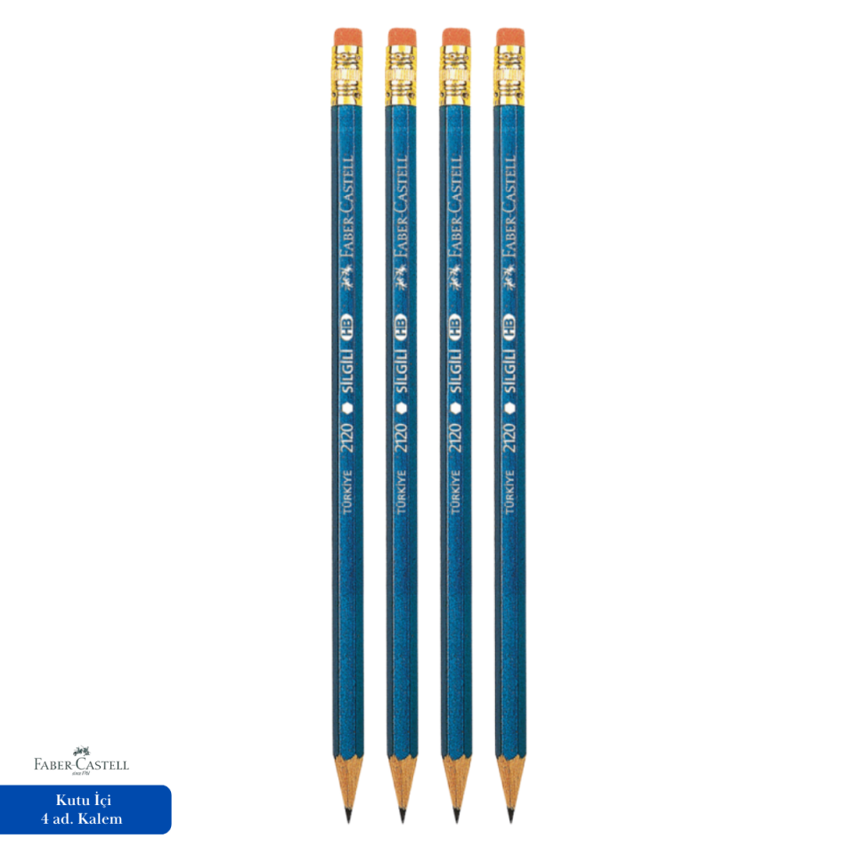 Faber Castell Köşeli Silgili Kurşun Kalem HB 4 Adet Kurşun Kalem Seti