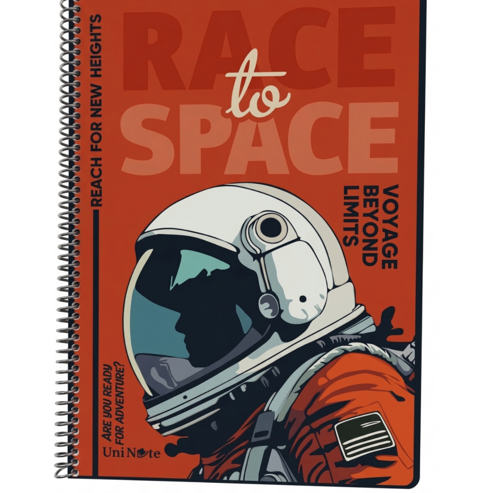UniNote Space Spiralli Pp Kapak A4 96 Yp.Kareli Defter 05
