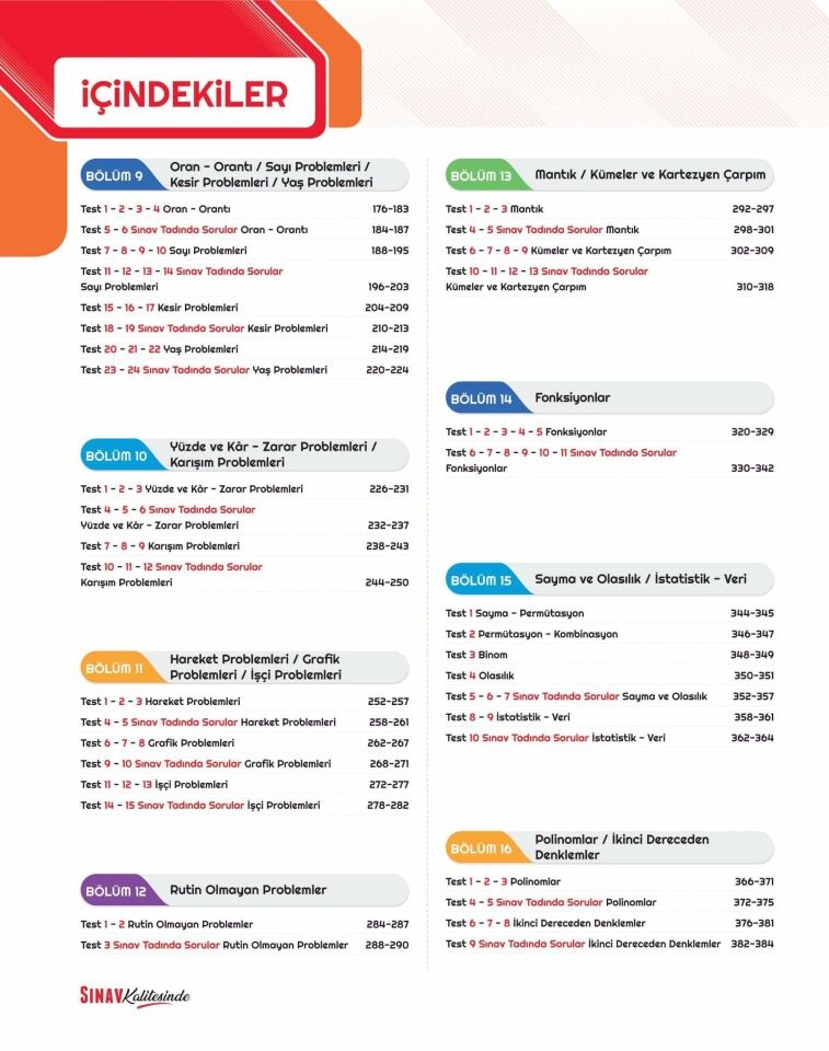 Sınav Yayınları Sınav Kalitesinde TYT Matematik Soru Bankası