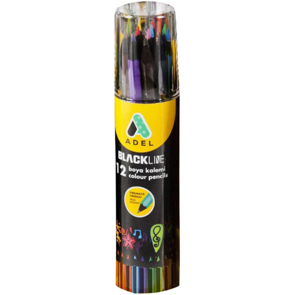 Adel Blacklıne Metal Tup Kuru Boya Kalemı 12 Renk 312013