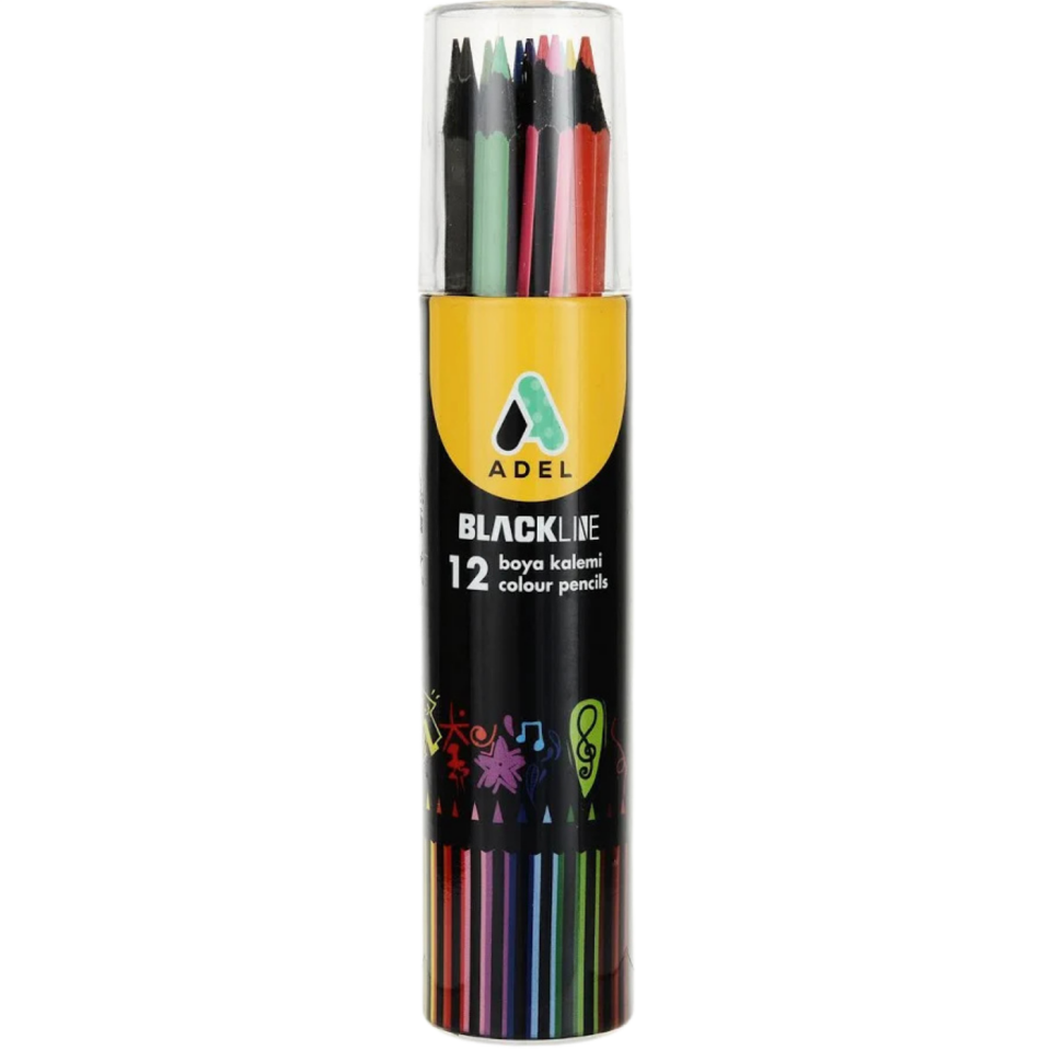 Adel Blacklıne Metal Tup Kuru Boya Kalemı 12 Renk 312013
