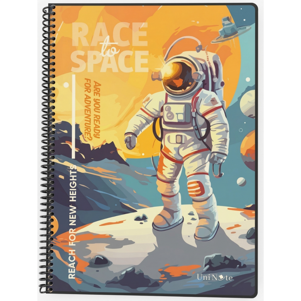 UniNote Space Spiralli Pp Kapak A4 96 Yp.Kareli Defter 08